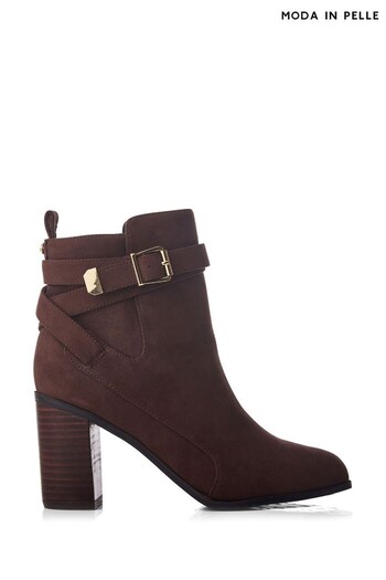 Moda in Pelle Black Marilena Block Heel Smart Ankle Boots With Double Cross Strap (Q76873) | £149