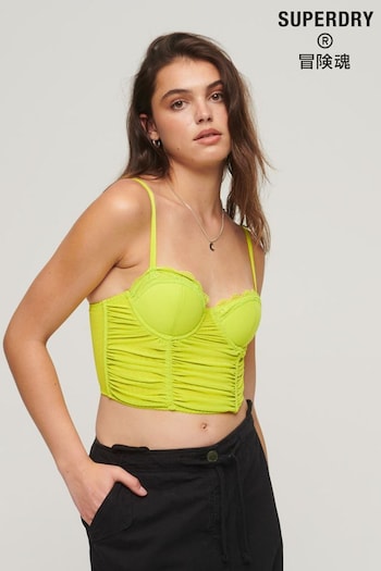 Superdry Yellow Ruched Mesh Crop Corset Top (Q76880) | £40