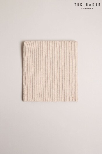 Ted Baker Cream Cashmere Blend Ribbed Scarf (Q76884) | £65