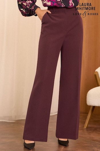 Love & Roses Red Petite High Waist Wide Leg Tailored Trousers (Q76904) | £40