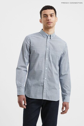 French Connection Blue Cube Design Long Sleeve Shirt (Q76971) | £35