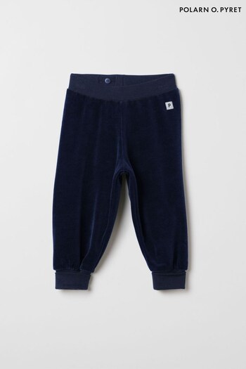 Polarn O Pyret Blue Organic Soft Velour Trousers (Q76980) | £18