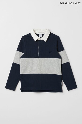 Polarn O Pyret Blue Organic Long sleeve Polo Shirt (Q76991) | £30