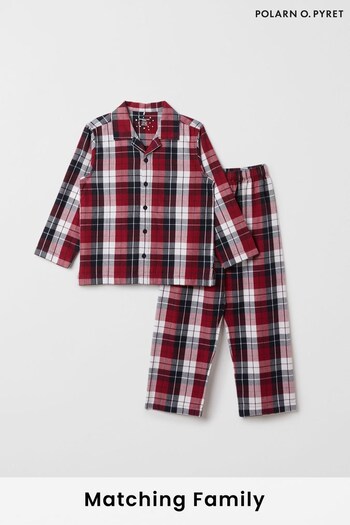 Polarn O Pyret Red Organic Checked Christmas Pyjamas (Q76998) | £28