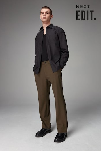 Green EDIT Relaxed Twill Black Trousers (Q77003) | £34