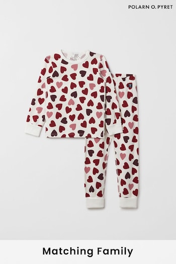 Polarn O Pyret Organic Heart Print White Pyjamas (Q77017) | £28