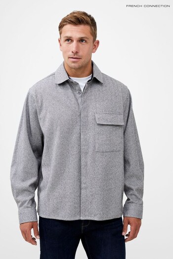 French Connection Grey Herringbone Long Sleeve Shirt (Q77033) | £59