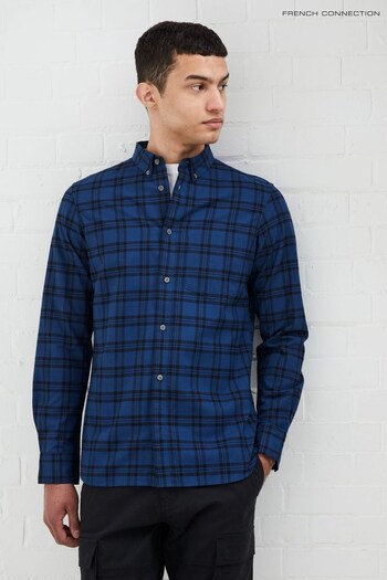 French Connection Blue Mid Check Long Sleeve Shirt (Q77036) | £35