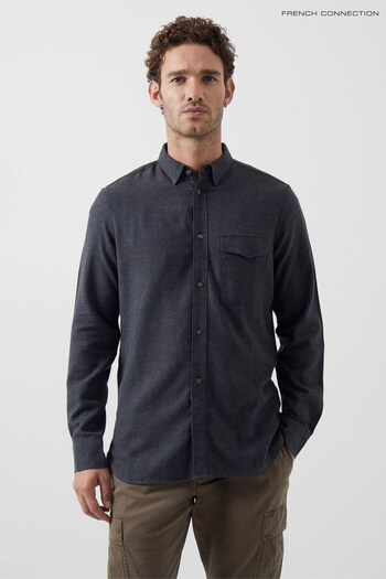 French Connection Black Melange Long Sleeve Flannel Shirt (Q77037) | £35