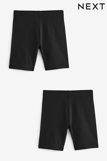Black Longer Length 2 Pack Cotton Rich Stretch Cycle shorts Girls (3-16yrs) (Q77047) | £5 - £10