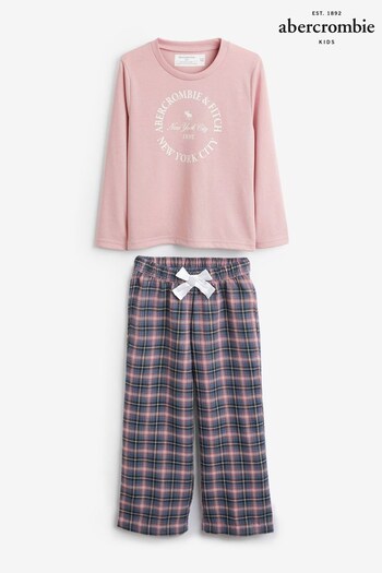 Abercrombie & Fitch Navy/Pink Flannel Pyjamas (Q77081) | £42