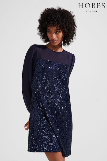 Hobbs Blue Zariah Dress (Q77131) | £169