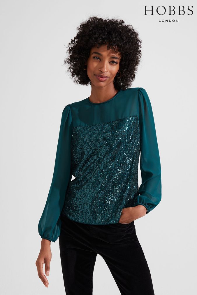 Dark green best sale sequin top