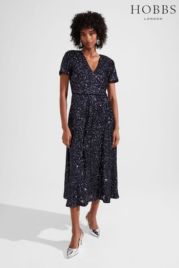 Hobbs Blue Tatiana Sequin Dress (Q77151) | £199