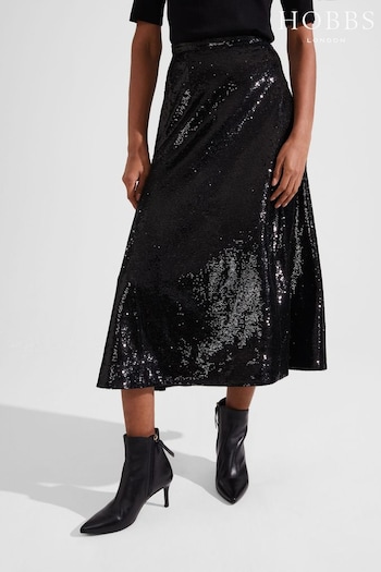Hobbs Greta Sequin Black Skirt (Q77156) | £139
