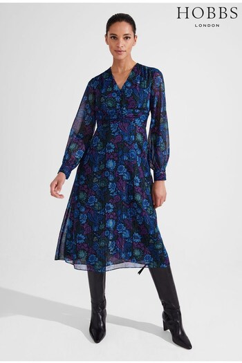 Hobbs Petite Saffron Blue Dress (Q77168) | £149
