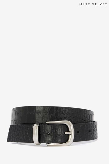Mint Velvet Black Leather Belt (Q77200) | £49