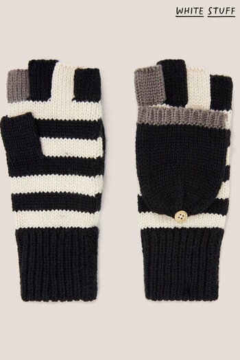 White Stuff Knitted Flip Black Mittens (Q77371) | £25