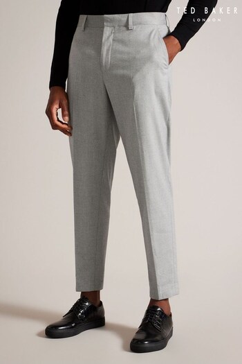 Ted Baker Grey Quanto Tapered Herringbone Trousers (Q77425) | £95
