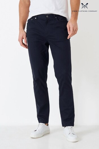 Crew Clothing Company Navy Blue Cotton Slim Casual Trousers (Q77444) | £65