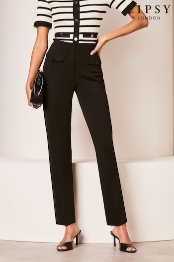Lipsy Black Jersey Tapered Trouser With Button Detail (Q77445) | £32