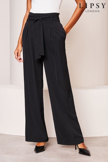 Lipsy Black Belted Wide Leg Trousers (Q77450) | £45