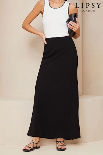 Lipsy Black Petite Maxi Skirt With Touch Of Linen (Q77472) | £35