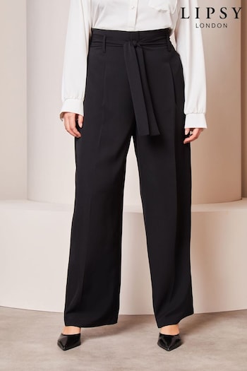 Lipsy Black Curve Belted Wide Leg Trousers (Q77480) | £45