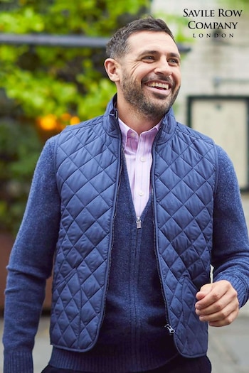 Savile Row Company Navy Blue Quilted Gilet (Q77634) | £60