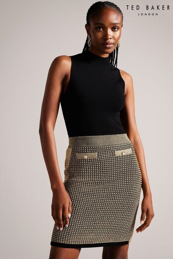 Ted Baker Sanriia Stitch Detail Knitted Black Mini Dress (Q77638) | £195