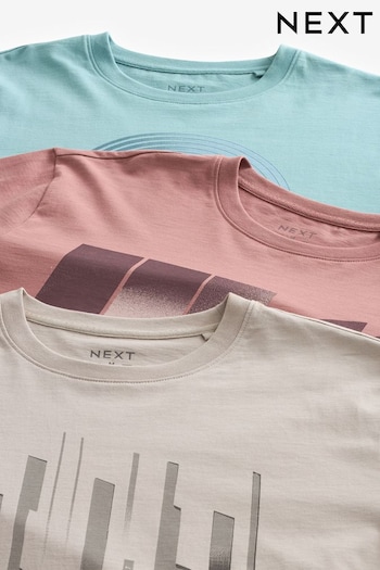 Multi Smart Pastel Fade Out Graphic T-Shirts 3 Pack (Q77663) | £42