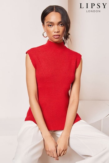 Lipsy Red Soft Knit Ribbed Tabbard Vest (Q77732) | £36