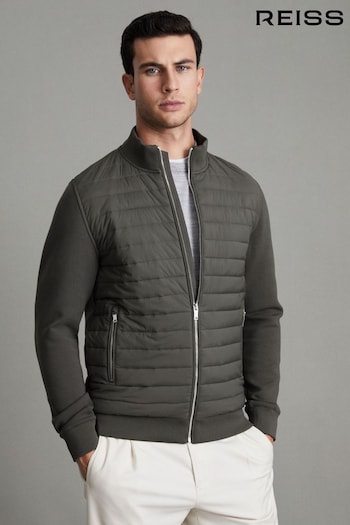 Reiss Sage Freddie Hybrid Quilt and Knit Zip-Through Jacket (Q77738) | £168