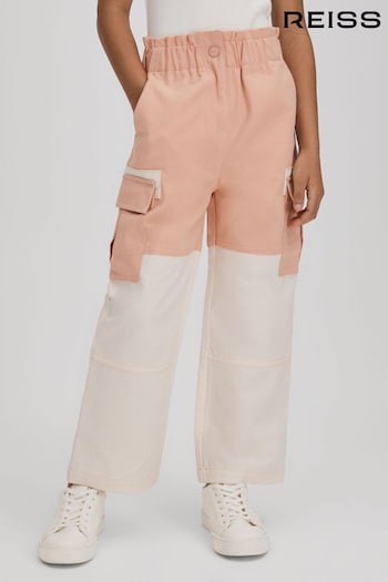 Reiss Pink Adalia Junior Colourblock Elasticated Cargo Jeans (Q77782) | £40