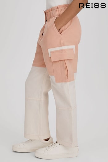 Reiss Pink Adalia Teen Colourblock Elasticated Cargo Jeans Skinny-jeans (Q77791) | £48