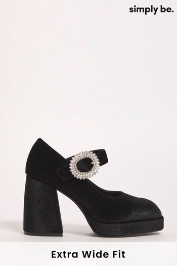 Simply Be Mary Jane Platform Heeled Shoes In Extra Wide Fit (Q77792) | £38