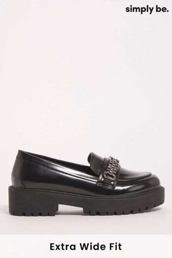 Simply Be Extra Wide Fit Hardware Trim Black Loafers (Q77794) | £32
