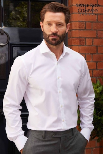 Savile Row Company Classic Fit Single Cuff Formal White Shirt (Q77799) | £50