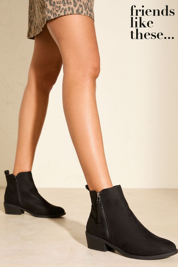 Ladies black flat boots discount