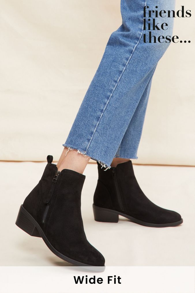 Black suede flat ankle boots uk sale