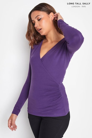 Long Tall Sally Purple Jersey Wrap Top (Q77930) | £19