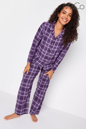 M&Co Purple Woven Check Pyjama Set (Q77941) | £39