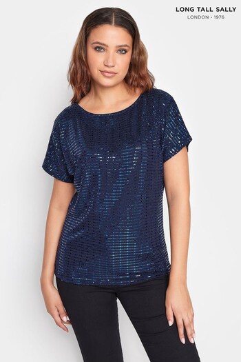 Long Tall Sally Blue Sequin T-Shirt (Q77958) | £27