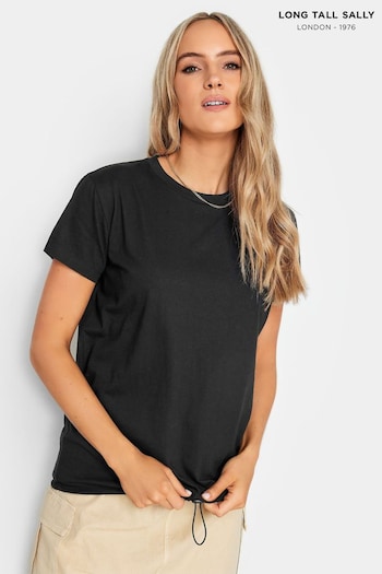 Long Tall Sally Black Drawstring Hem Cotton T-Shirt (Q77959) | £19