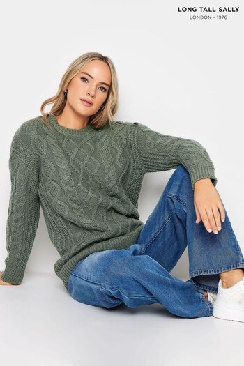 Long Tall Sally Grey Cable Neck Jumper (Q77973) | £34