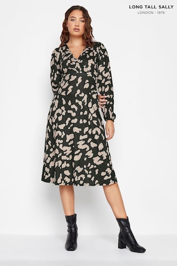 Long Tall Sally Black & Natural Marking Print Midi Dress (Q77975) | £34