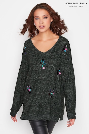 Long Tall Sally Grey Embellished Sweatshirt (Q77989) | £31