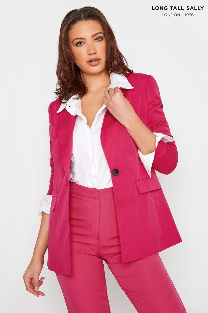 Long pink blazer clearance