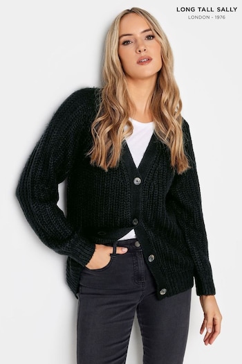 Long Tall Sally Black Chunky Knitted Cardigan (Q78015) | £34