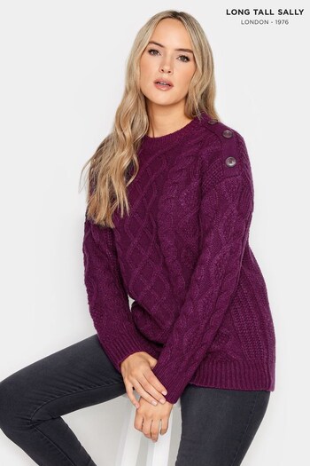 Long Tall Sally Purple Cable Neck Jumper (Q78019) | £34